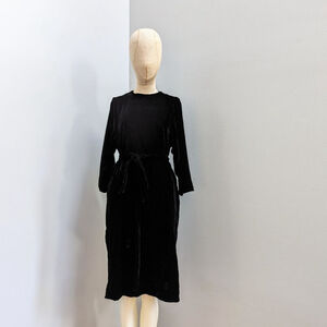 Heidi Merrick Long Sleeve Velour Dress XS Black